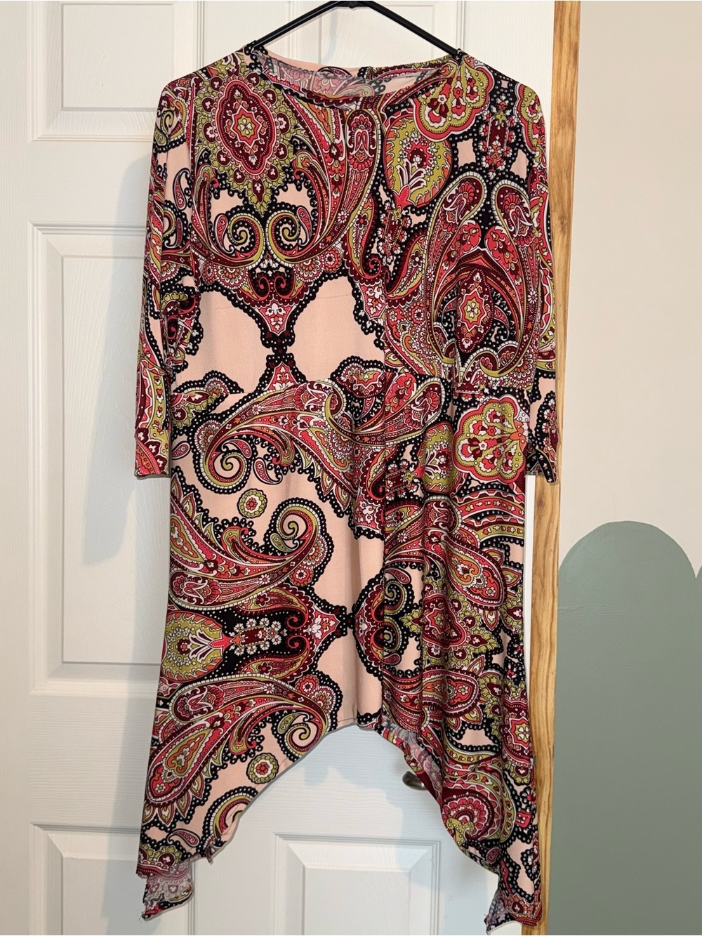 Pink Paisley Asymmetrical Tunic Top